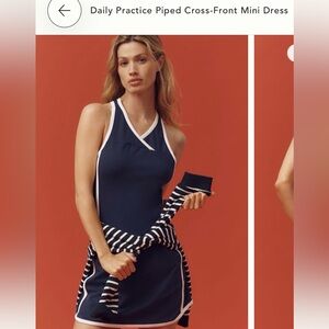 Anthropologie Navy and White Athletic Dress with Contrast Trim